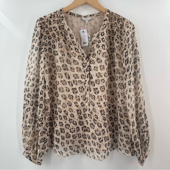 JOIE Blouse Medium Cordell 100% Silk Animal Print Cappuccino Business Office NWT - Picture 15 of 16